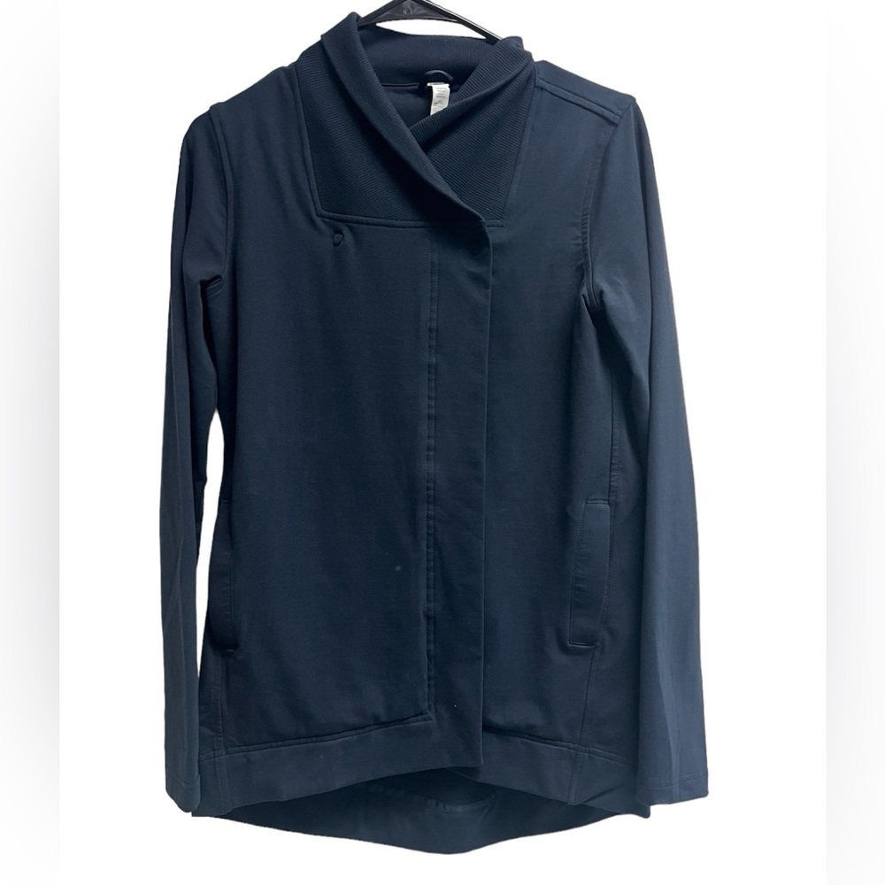 LULULEMON Women’s Navy Belle Wrap Asymmetrical French Terry Jacket size 2
